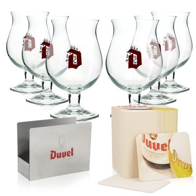 Duvel Bier Bar Bundle Set I aus 6x Biergläser 0,33l 80x Bierdeckel m. Halter