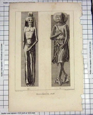 Original Old Antique Print Psparrow Engraving Hooper 1787 Monuments Statues