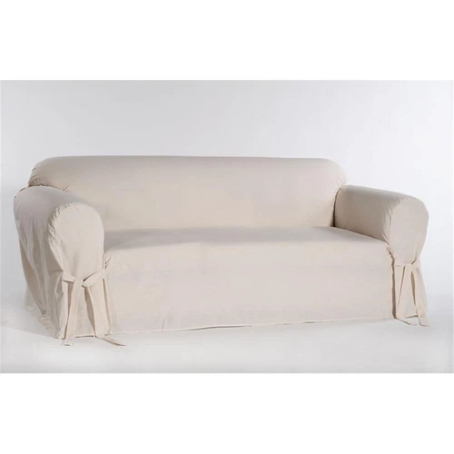 Cotton Duck One Piece Chair Slipcover in White - Picture 1 of 2
