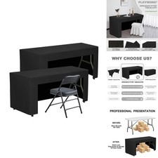PLOYMONO Black Open Back Fitted Tablecloth, 2 Pack Table Clothes 6 FT Rectangle