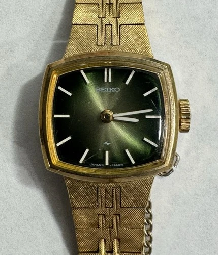 Seiko Women's Vintage Gold-Tone Manual Wind Watch 11-3679 Blue/GreenDial Working