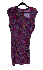 Lauren Ralph Lauren Paisley Print Asymmetrical Neck Scrunch Side Jersey Dress 16