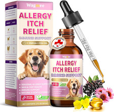 Allergy Relief Drops for Dogs, Dog Itchy Skin Relief with Fish Oil, Omega-3, Tur