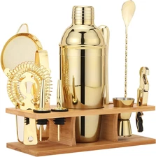Shakers Bartending, 11Pcs-Cocktail Shaker Set Gold Drink Mixer with 25Oz Martini