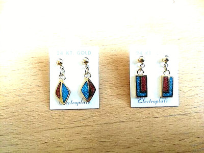 2 Paar Ohrstecker 24 Karat vergoldet Elektroplate m. Punze um 1990 Kanada / 2148