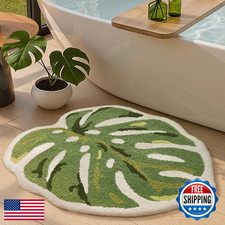 Color Geometry Colorgeometry Cute Green Monstera Leaf Bathroom Rug 24X32 Soft
