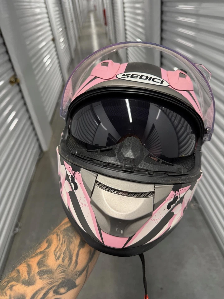 Casco de motocicleta Sedici Strada cara completa XS rosa floral gráfico DOT parasol Foto 4 de 4