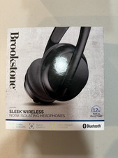 Brookstone Sleek Wireless Bluetooth Noise Isolating Headphones Quick USB Charge 