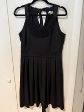 Ann Taylor Loft Women's Sz 8 Round Halter Neck Silky Knee Length Cocktail Dress