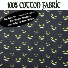 Fat Quarter Cheshire Gato 100% Algodón Digital Tela Halloween Craft Accesorios