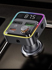 Bluetooth FM Transmitter Car Adapter USB-C PD30W QC3.0 AUX MP3 Charger LED