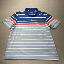 Vineyard Vines Polo Shirt Mens Large Blue Pink Stretch Whale Performance Golf