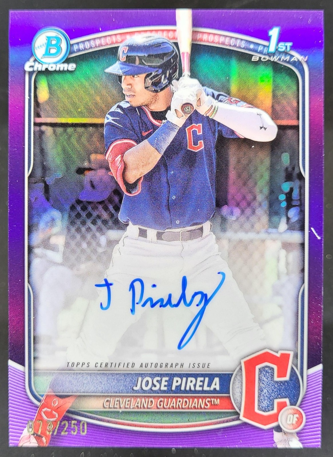 2025 Bowman Jose Pirela Chrome Auto Purple Refractor /250 1st Guardians HD2