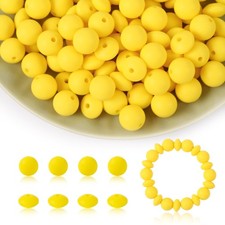 100Pcs 12mm Bright Yellow Silicone Beads
