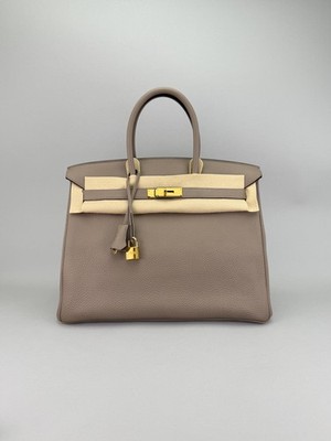 Hermes Birkin 35 Retourne Togo Gris Tourterelle Gold Hardware Preowned C Stamp