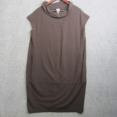 Lilith Dress Womens S Brown Cowl Neck Shift Midi Shift Neutral Classic Minimal