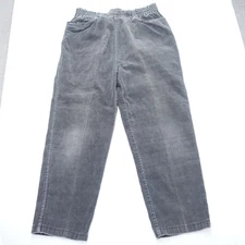 Gitano Pants Women's 14 Reg Gray Corduroy Cotton Casual Pockets Elastic Waist