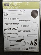 Stampin' Up BIRTHDAY BANNERS - 15 stamps - banners, balloon, candle, messages
