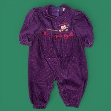 Vtg Carters Purple Corduroy Romper Girls 12-18m Jumpsuit Babe In Toyland Stars