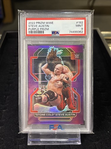 2022 Panini Prizm WWE #192 Stone Cold Steve Austin Purple Prizm #31/149 PSA 9 - Picture 1 of 13