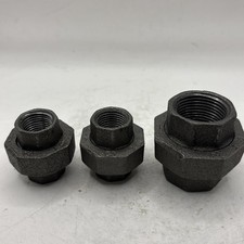 Lot Of 3 Pipe Fitting Unions In Black 1  And 1/2  