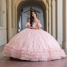 Pink Quinceanera Dresses Off Shoulder Lace Appliques Beaded Ball Gowns Sweet 16