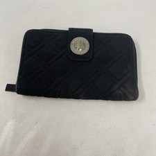 VERA BRADLEY RFID TURN LOCK ZIP ORGANIZER WALLET BLACK 8 x 5