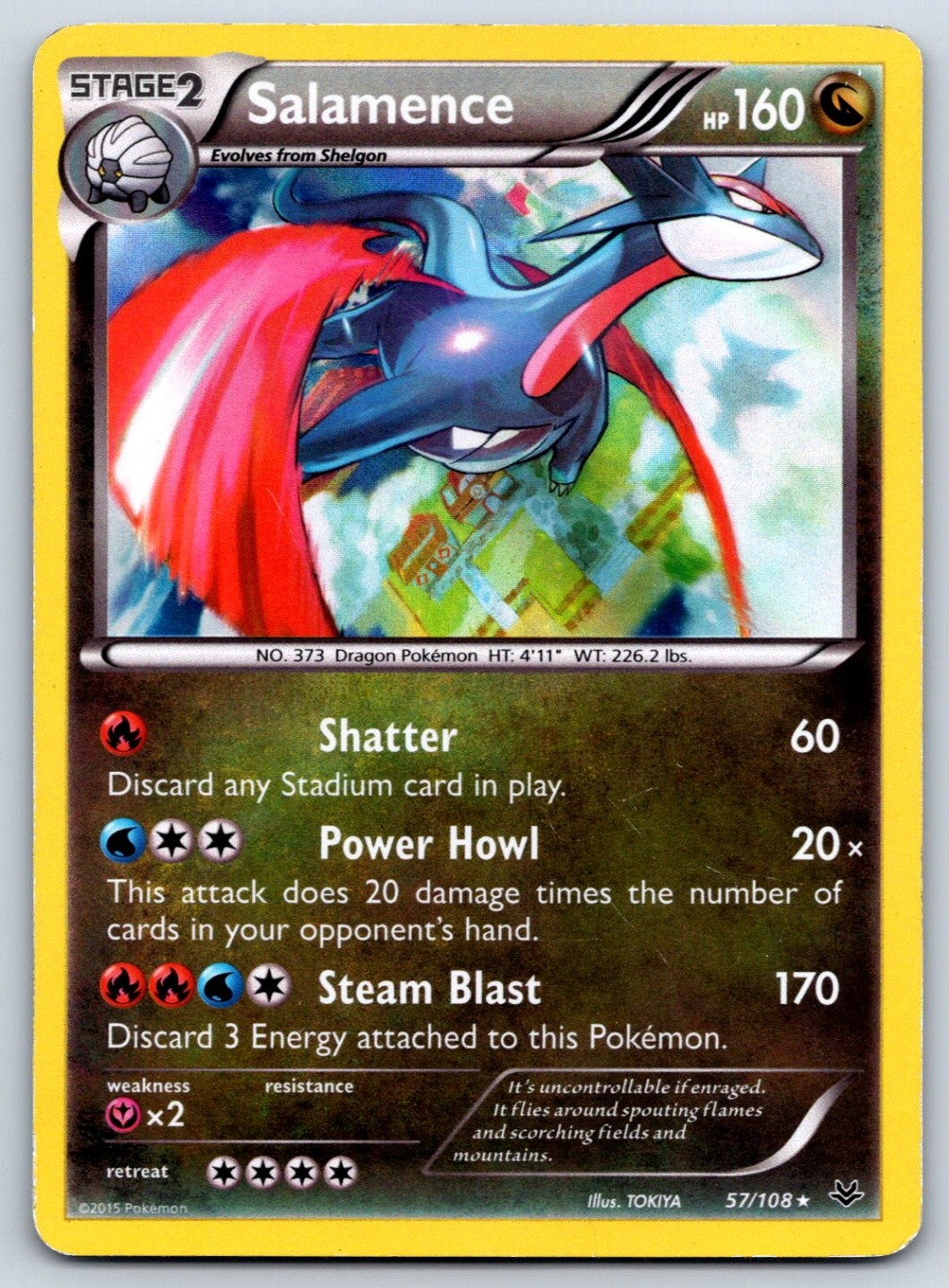 Salamence - Holo - XY - Roaring Skies 57/108 Pokemon Card LP
