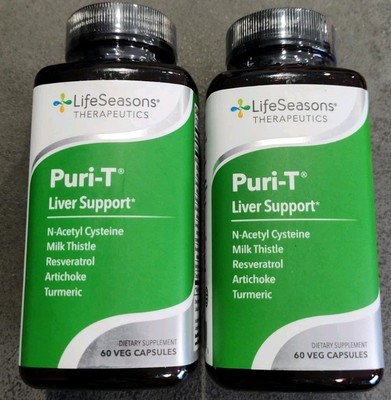 Lot Of 2   LifeSeasons Puri-T Liver Support  60 Capsules Each Bottle -EXP 1/28
