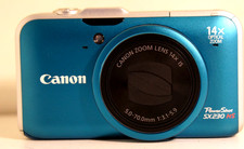 Canon PowerShot SX230 HS Digital Camera 12.1MP 14x Optical Zoom Blue Teal Tested