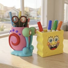 NEW SPONGEBOB SQUAREPANTS ACCESSORY STATIONERY MAKE UP BRUSH HOLDER DESK TIDY UK