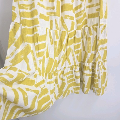 House Of Harlow Top Maxi Rock Set Creme Senf Abstrakt Leinen Langarm - Bild 13 von 23