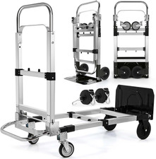 Upgraded 3 in 1 Aluminum Folding Hand Truck, 600 Lbs Convertible Heavy Duty Doll