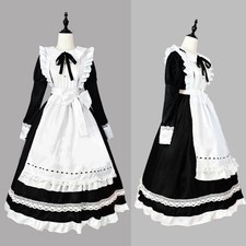 Women Waitress Uniform Costume Housekeeper Maid Outfit Long Dress Cosplay