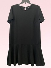 Mossimo Womens Black Casual Dressy Dress Short Sleeve Ruffle Flounce Hem Size L
