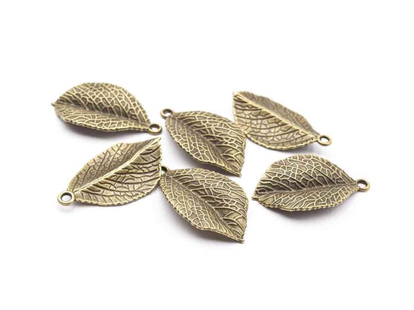 Vintageparts Diy GroßE AnhäNger Als Blatt In Antik Bronzefarben 6 StüCk-image