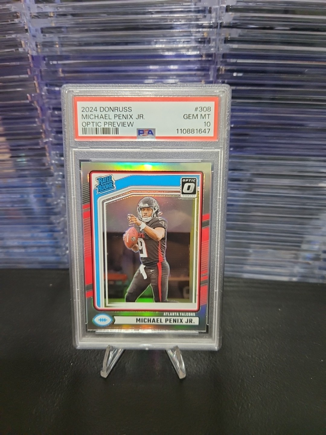 MICHAEL PENIX JR 2024 PANINI DONRUSS OPTIC PREVIEW ROOKIE PSA GEM MINT 10!!!