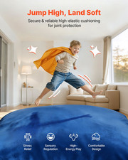 VEVOR 5x5ft Kids Crash Pad - Sensory Foam Mat w/ Washable Cover, Blue