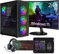 Gaming computer i7 RX 7600 16GB SSD DVD 24 curved monitor