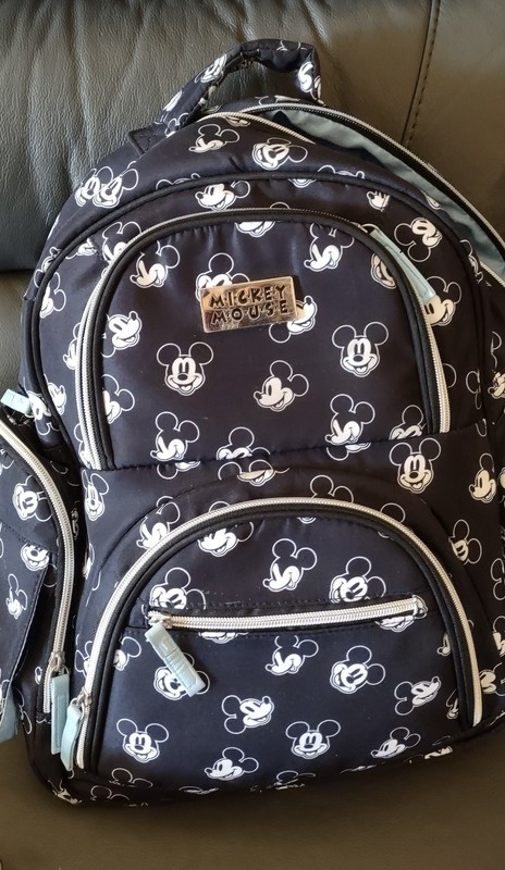Black and White Blue Disney Mickey Mouse 14 pockets Diaper Bag Backpack