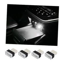 4 PCS USB LED Car Interior Atmosphere Lamp, Plug-in USB Decor Night White