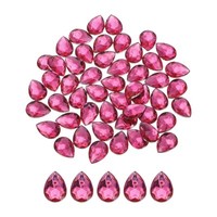 50 StüCk Flache RüCkseite Acryl TräNenform Edelsteine 18X25Mm Strasssteine, Pink