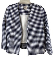 Ann Klein Women's Open Front Checked Long Sleeved Lined Blazer Size 8