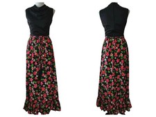 Julie Miller Womens Vtg Floral Ruffle Drape Neck Tassel Belt Boho Dress Size 10