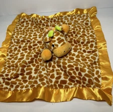 Nurture Imagination Giraffe Baby Security Blanket Lovey Orange Satin Side