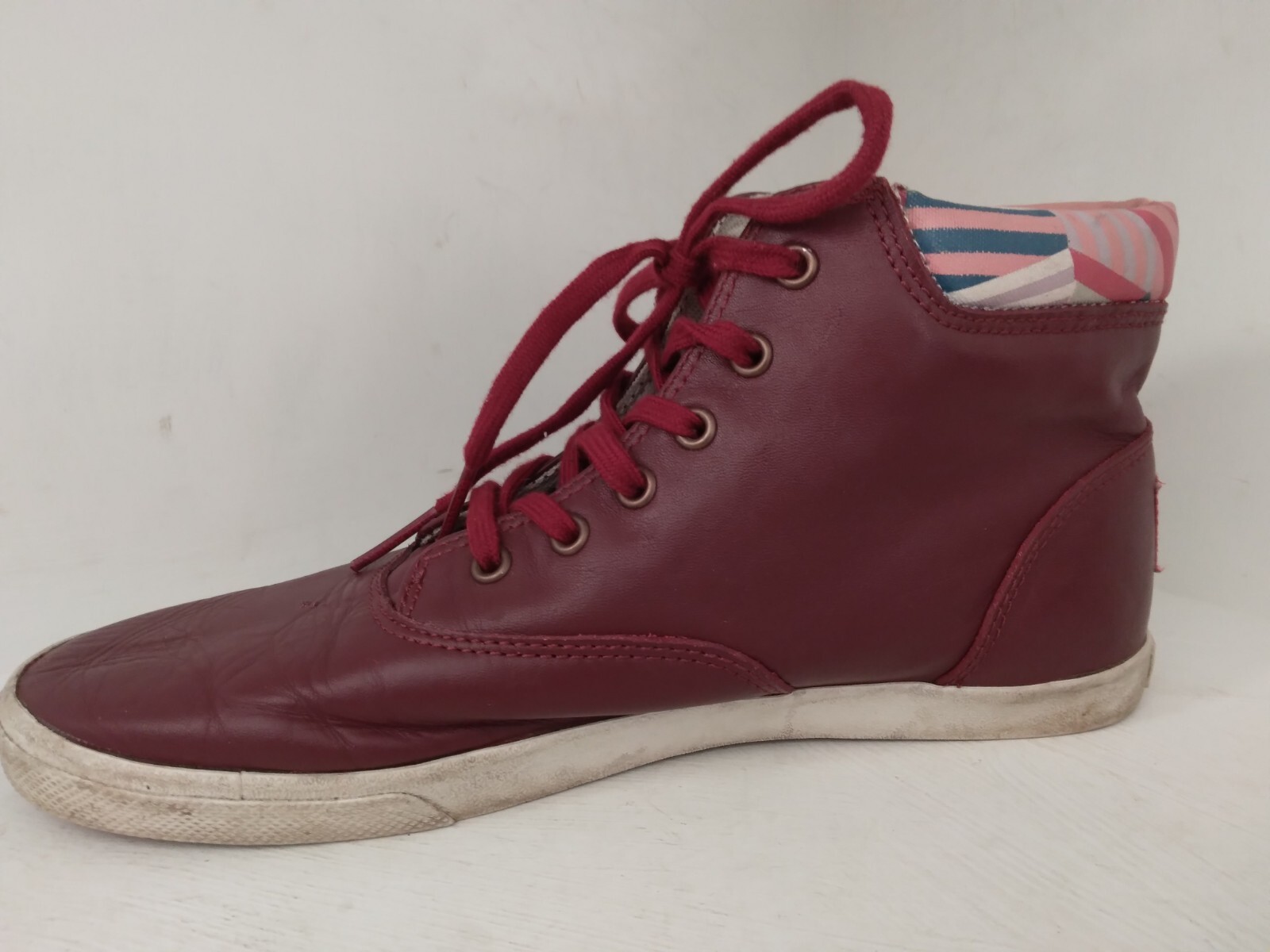 Bucketfeet Patchwork Deep Red Leather Mid Sneaker… - image 4