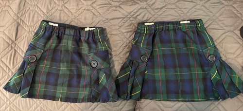 Two Lands End School Uniform Girls Side Pleat Plaid Skorts Size 5s - Picture 2 of 4
