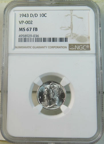 1943 D/D Mercury dime NGC MS67FB *VP-002 RPM* BR