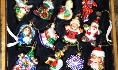 Mark Klaus Handmade Glass Christmas Tree Ornaments In Wood Crate With COA