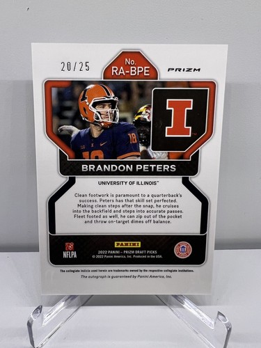 2023 Panini Prizm Draft Picks #RA-BPE Brandon Peters 2022 Prizm Auto MOJO 20/25 - Picture 2 of 2